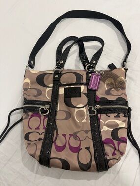 Authentic Coach F22962 Daisy Optic Print Pocket Tote Poppy w/Art C Logo